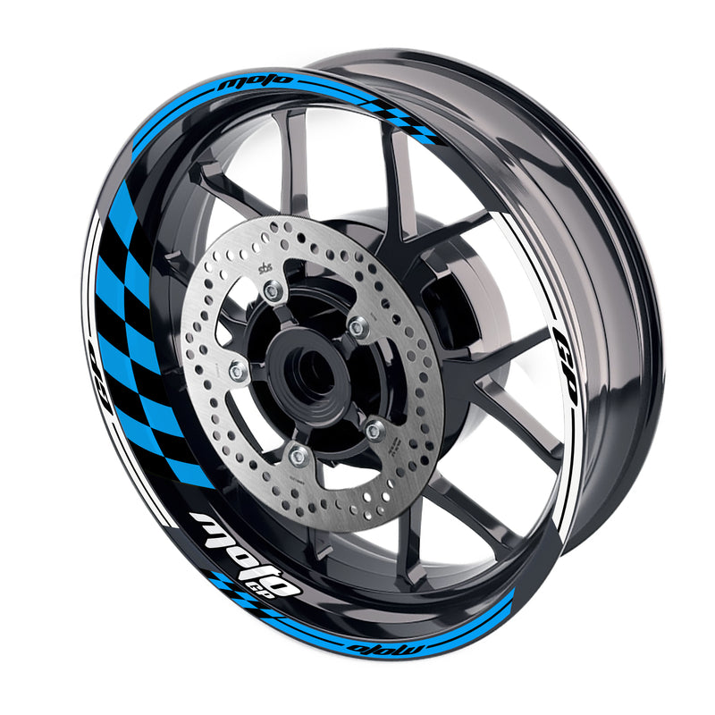 Moto GP Black Check 17 inch Wheel Front & Rear Rim Sticker Set - MC Motoparts