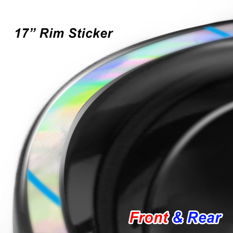 Fits 17'' Rim Chrome Holographic Wheel Stickers J02 Rim Skin Decal Strip