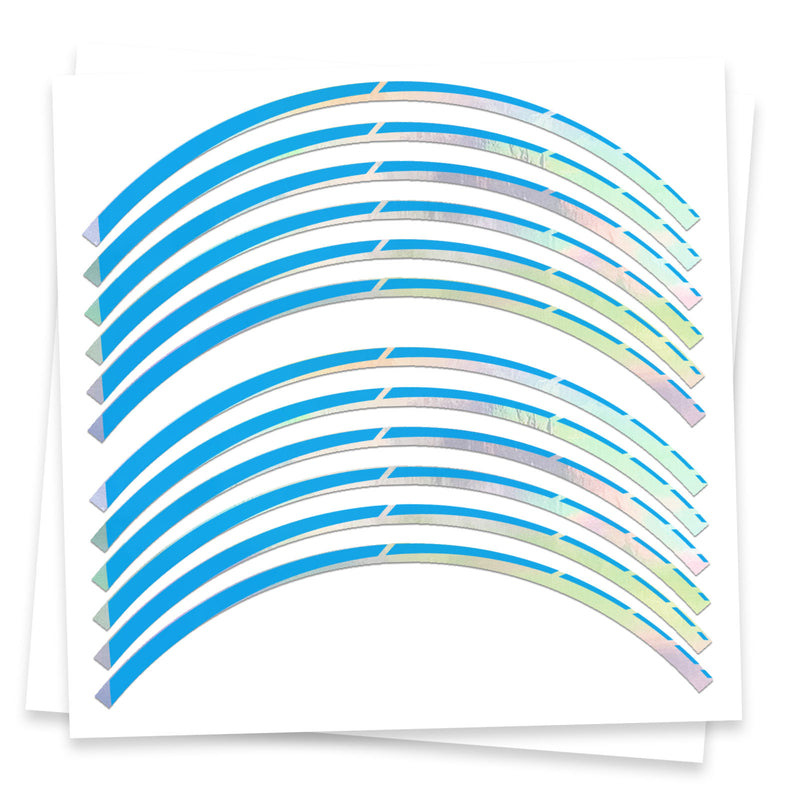 Fits 17 inch Rim Silver Holographic Wheel Stickers J03 Rim Skin Decal Strip