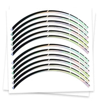 Fits 17 inch Rim Silver Holographic Wheel Stickers J03 Rim Skin Decal Strip