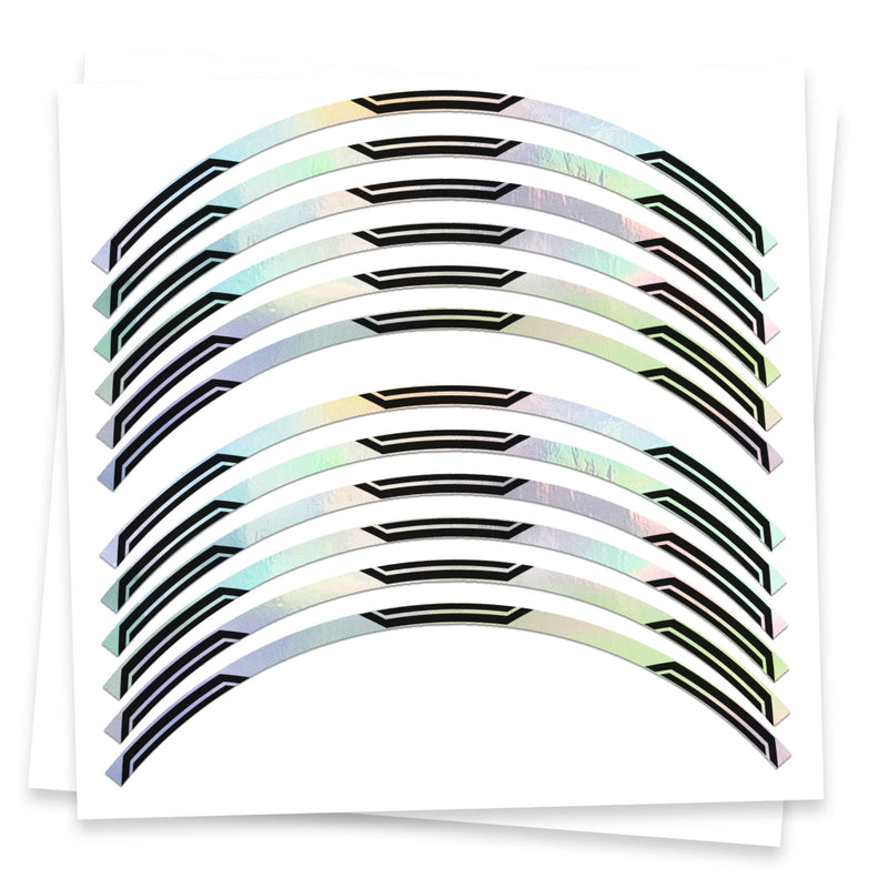 Fits 17'' Rim Silver Holographic Wheel Stickers J06 Rim Skin Decal Strip