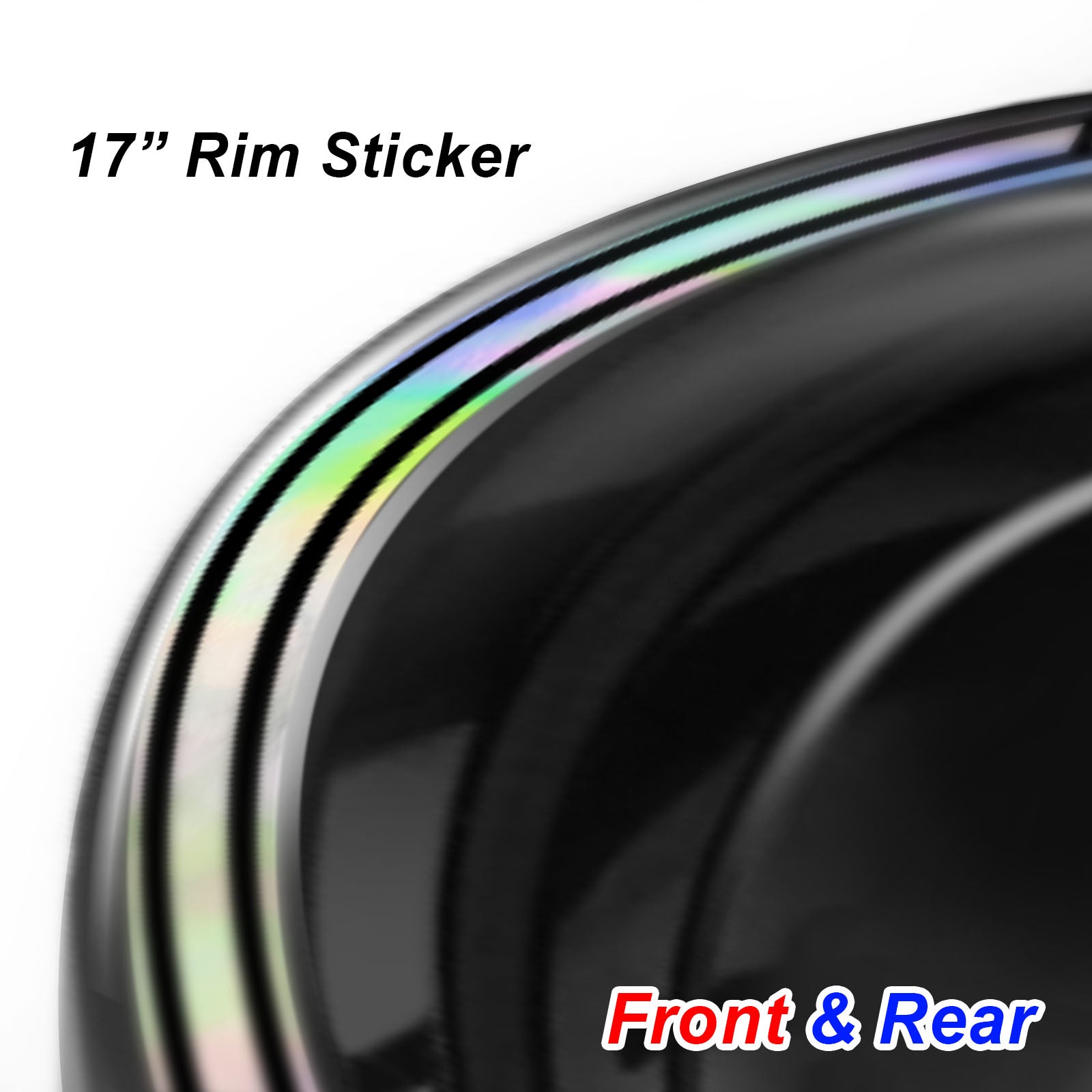 Fits 17 inch Rim Rainbow Holographic Wheel Stickers J07 Rim Skin Decal Strip