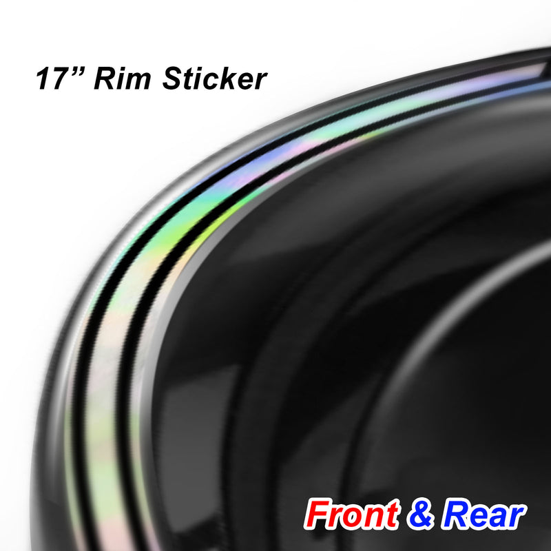 Fits 17'' Rim Rainbow Holographic Wheel Stickers J07 Rim Skin Decal Strip