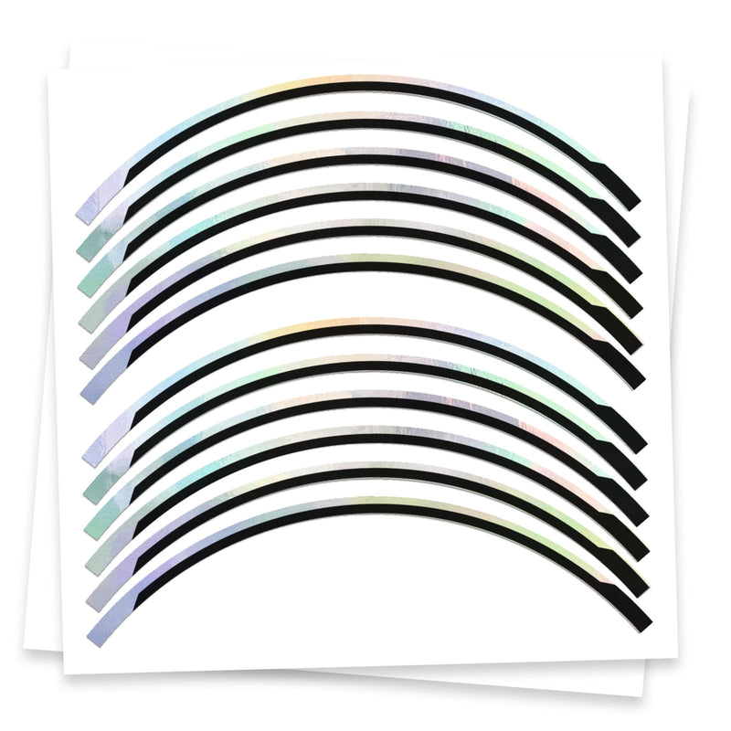 Fits 17'' Rim Silver Holographic Wheel Stickers J11 Rim Skin Decal Strip