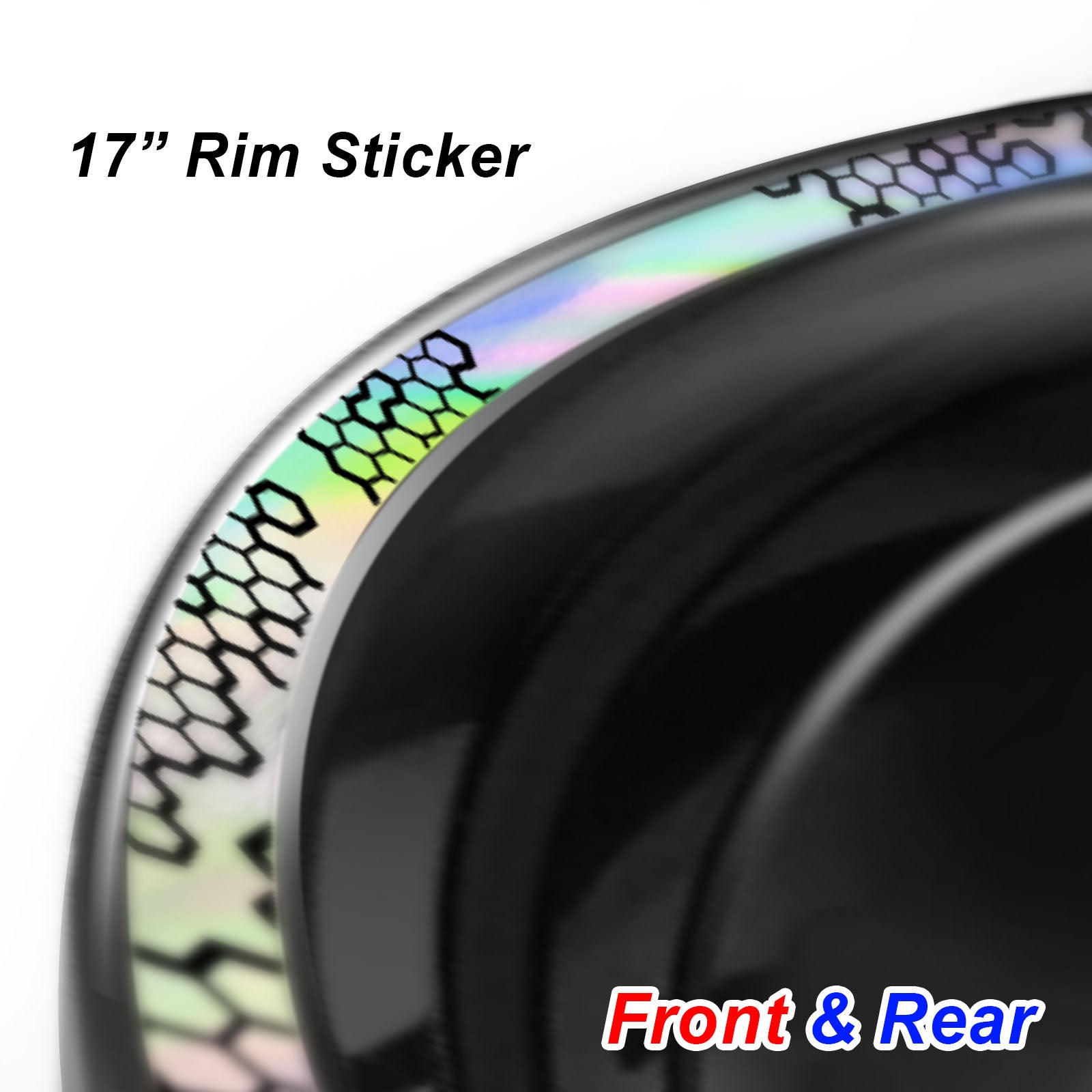 Fits 17 inch Rim Rainbow Holographic Wheel Stickers J15 Rim Skin Decal Strip