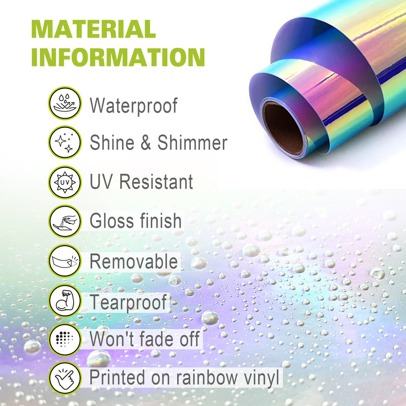 Holographic Silver Rainbow Sticker Tape Universal For 17'' Wheel Front & Rear Rim Skin Decal Set J11 - MC Motoparts