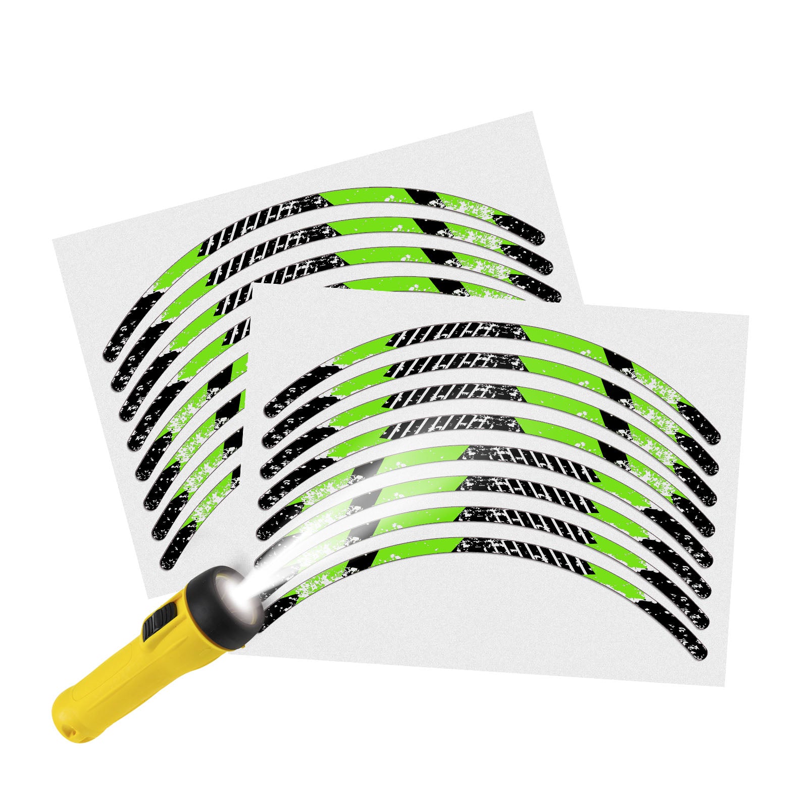 Reflective Strip Designer Green Pattern For 17'' Wheel Rim Skin Decal Set SH06