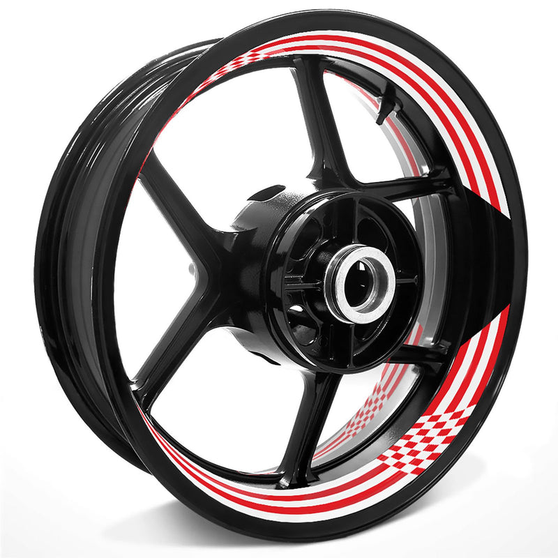 Racing Check Pattern Inner Rim Decal Sticker Tape For 17 inch White Rim - MC Motoparts
