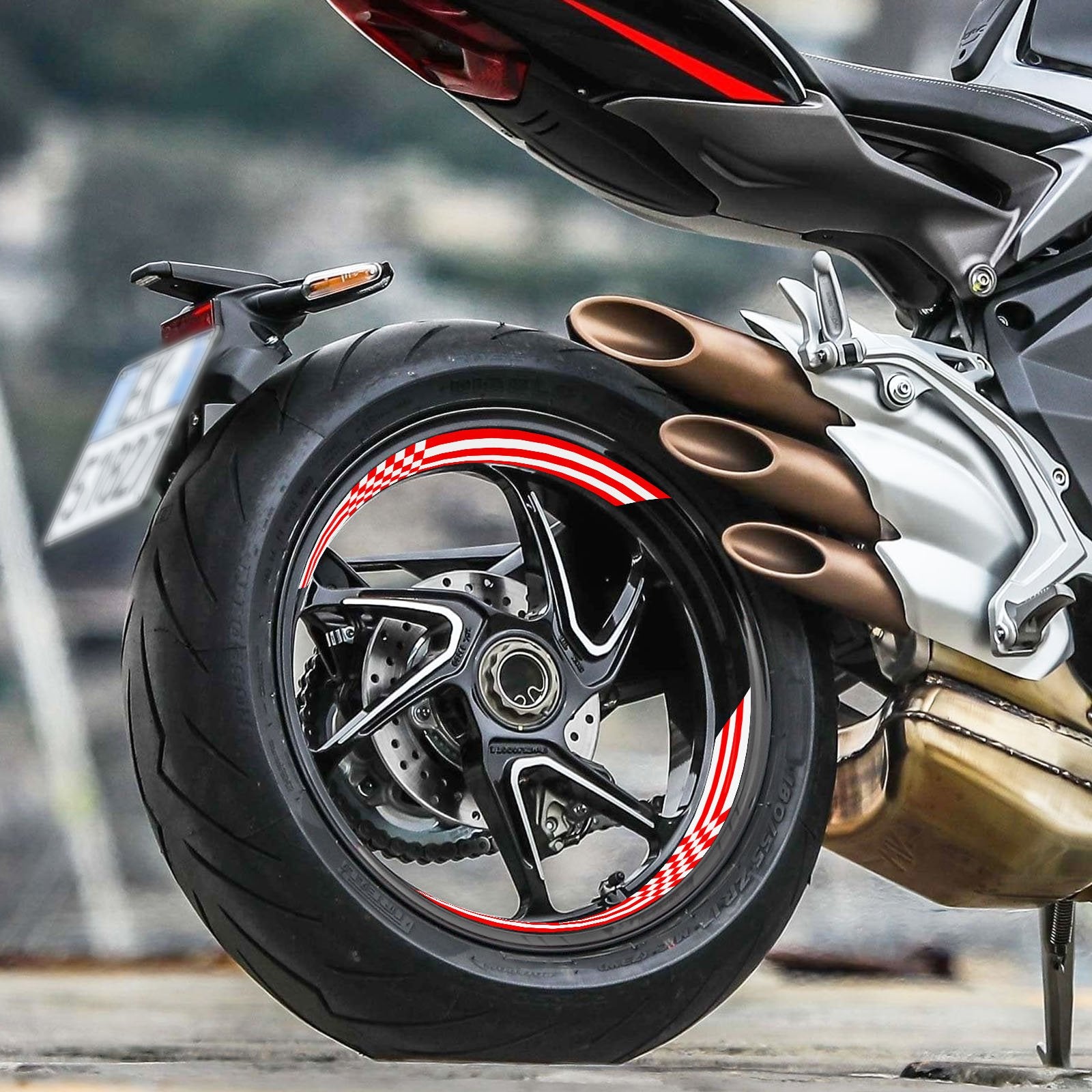 Racing Check Pattern Inner Rim Decal Sticker Tape For 17 inch White Rim - MC Motoparts