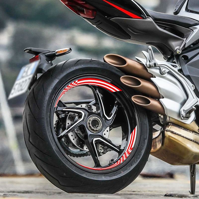 Racing Check Pattern Inner Rim Decal Sticker Tape For 17 inch White Rim - MC Motoparts